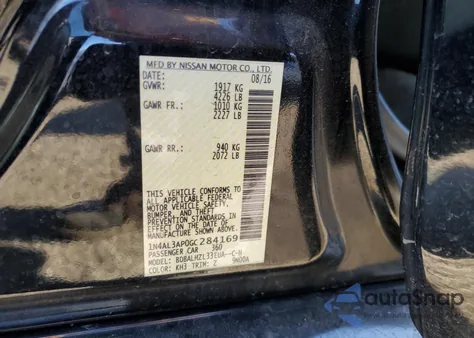 2016 Nissan Altima 2.5 from USA, damaged, VIN 1N4AL3AP0GC284169